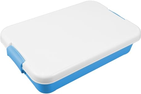 PERSELOSO Plastic Sandbox Lid and Mold Storage Box for Boys and Girls, Blue Outdoor Sensory Play Tray Suitable for Sandbox Toys and Sand Play Accessories