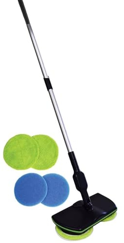Balai Serpillere des Sols Nettoyeurs,Vadrouille Essorage électrique sans Fil avec 2 Tampons en Microfibre Et 2 Tampons de Polissage pour Nettoyer Les Sols et Moquettes