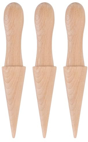 IMIKEYA 3pcs Wooden Cone Shaping Tool Set for Dessert Baking with Comfortable Grip, Multi-Purpose Pizzelle Maker and Pastry Roller for DIY Cooking Accessories