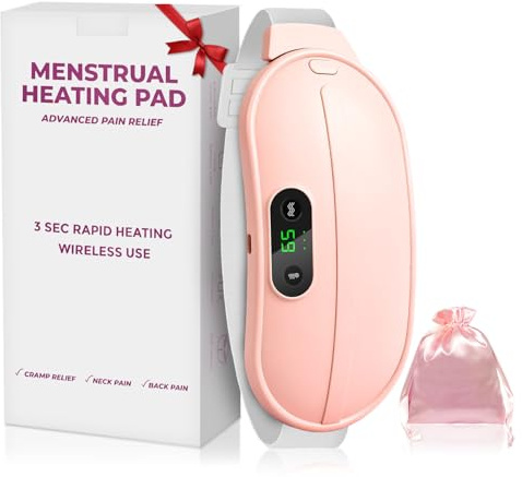 Almohadilla térmica menstrual, iklestar 5000mAh cinturón dolor menstrual con 6 modos de calor y masaje, cinturón térmico inalámbrico para dolores menstruales en la espalda y el estómago