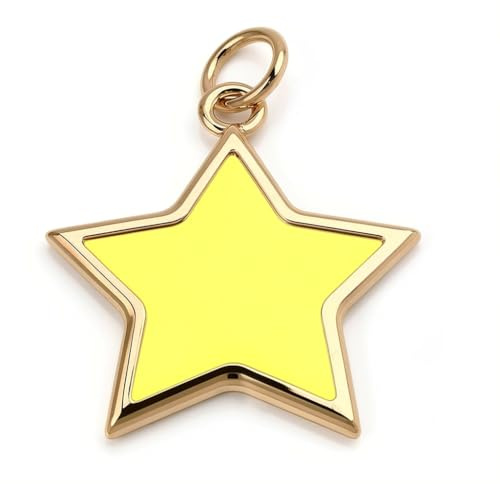 Pendentif – or 18 carats – 0.34 gr – étoile à cinq branches émaillée jaune, détails artistiques fins – Valeur refuge – Idée cadeau – poinçon 750 – Certificat d’authenticité – Salia Gold Paris