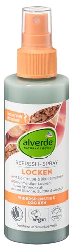 Alverde Refresh-Spray Locken, Mit Bio-Traube & Bio-Leinsamen, Widerspenstige Locken, Vegan, Ohne Silikone, Sulfate & Alkohol