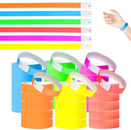 600Pcs Wristbands for Events, 6 Color Wrist Bands for Event, Waterproof Paper Wristbands Party Bands, Paper Bracelets Arm Bands, Entrance Wrist Bands for Events Party Music Festivals Exhibitions