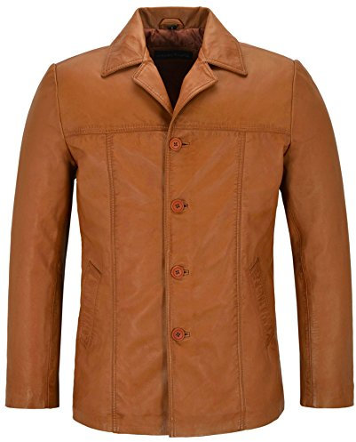 Smart Range Leather Neue 4010 BRÄUNEN Herren Klassische Hüfte Länge Mantel Echte Lammfell Nappa Lederjacke (3XL)
