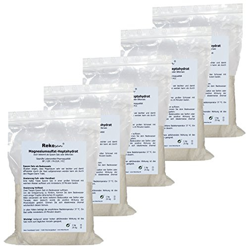 Rekosan ® Magnesiumsulfat,Bittersalz, Epsom Salz, Lebensmittel-/Pharmaqualität 5 x 1 kg