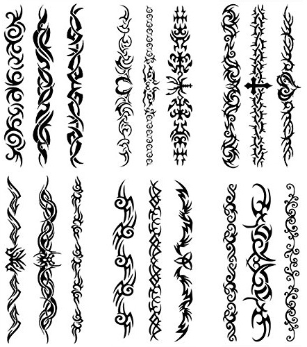 Yesallwas 6 Blätter Tribal Temporäre Tattoos, Schwarze Tribal Fake Tattoos Aufkleber, Skizzen Temporary Tattoo Aufkleber Klebetattoos Erwachsene für Frauen und Männer