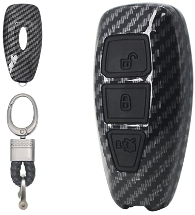 RYE Autoschlüssel hülle für Ford Fords/Focus/Fiesta/Kuga/C-Max, etc, 3 Tasten ABS Ford Schlüsselhülle-Schwarz