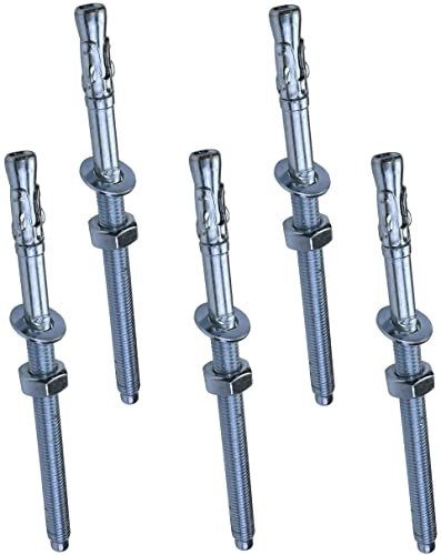 AERZETIX - C54024-5x Perno Tornillo de anclaje rosca larga, Espárrago de expansión - M10x160mm - acero galvanizado - para hormigón, piedra