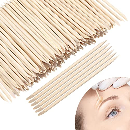Demissle 400 Pcs Eye Brow Wooden Wax Sticks Mini Waxing Applicator Sticks Lip Nose Eyebrow Wood Craft Small Facial Hair Spatula Applicator for Home Spa Hair Removal Skin Use
