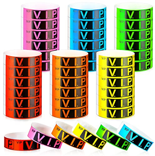 Teling 600 Pcs VIP Wristbands for Events Waterproof Paper Wristbands VIP Bracelets Bands Lightweight Events Bracelets for Party Club Parks Concerts(Fresh Style)