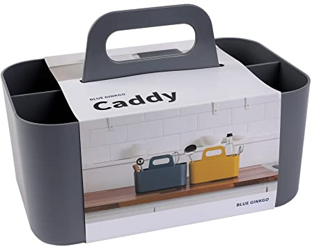 BLUE GINKGO Stapelbarer Organizer-Caddy – Tragbare Aufbewahrung aus Korea für Bad, Büro, Bastel- oder Schulbedarf (Rechteckig, Grau)