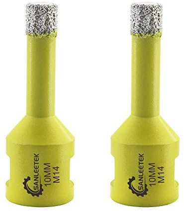 Punte per Trapano Diamantate 10mm - 2pezzi Brasatura Sotto Vuoto Fresa Diamantata per Ceramica Porcellana Marmo Granito M14 Filettatura SANLEETEK