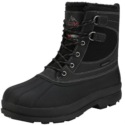 NORTIV 8 Men's Waterproof Winter Snow Boots,Size 10.5W,Black,AVENUE-W