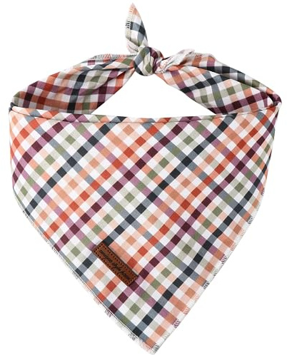 Unique style paws Hundehalstuch, dreieckig, kariert, Haustierschal für Jungen und Mädchen, hochwertiger strapazierfähiger Stoff, buntes kariertes Hundehalstuch für mittelgroße und große Hunde (groß)