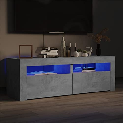 Canditree Meuble TV Moderne avec LED Banc TV avec étagères de Rangement Support de Télé pour Salon 120 cm (Gris béton)