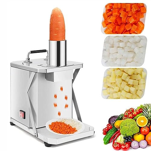 Oiyekntd Tritatutto per Frutta Commerciale, tagliaverdure, cubettatrice elettrica Professionale per Cucina, cubettatrice Automatica per Patate, pomodori, Verdure, cipolle con Lame,12mm