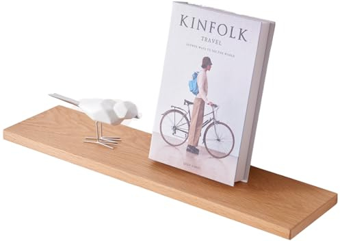 Gieanoo Schweberegal Holz, Wandregal Eiche 40cm kleines Regalbrett | Eiche Wandboard Gewürzregal Regalbrett für Badezimmer, Schlafzimmer, Wohnzimmer, Küche, Office