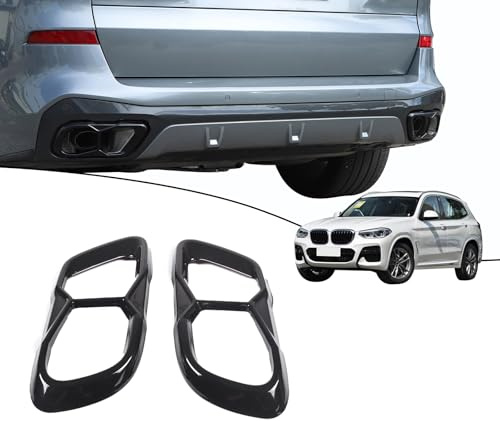 Stainless Steel Exhaust Muffler Tailpipe Trim Cover For BMW X5 X6 X7 G05 G06 G07 2019-2022 Car Tail Pipes Exhaust Pipe Muffler Decorative Frame (Gloss Black)