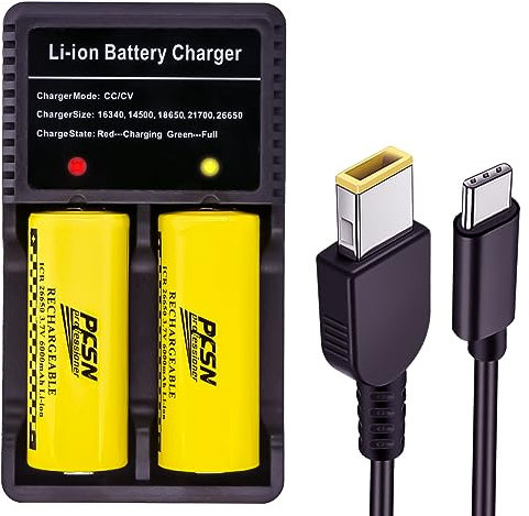PFSN Universal 26650 Battery Charger - Speedy 26650 Battery Charger for 3.7V Lithium Batteries 18650 21700 14500 Rechargeable Battery