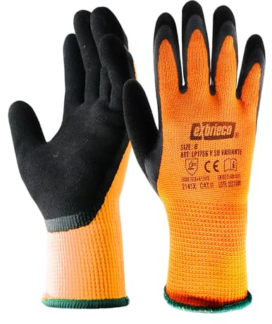 EXBRIECO, Schutzhandschuhe CAT2, ideale Arbeitshandschuhe für den Winter aus Polyester und Latex, Handschuhe für Klempner, Mechanik, Gartenarbeit, Bau, langlebig, leicht, bequem.