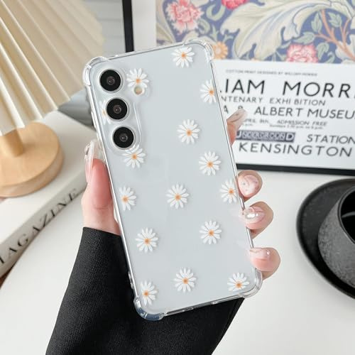 ZTOFERA for Samsung Galaxy S24 Case,Clear Floral Pattern,Daisy | Reinforced Corner Shockproof Protection,Clear Soft Bumper,Slim Fit,Cute Girly Chic Flower Print,for Women Girls