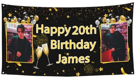 Individuelle Fotocollage, Geburtstagsbanner für Party, groß, personalisierbar, Name, Hintergrund, Banner, Party-Dekoration, personalisierbar, Banner, Geschenke für Vater, Mutter, Tochter, Sohn,