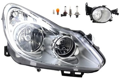 Johns, Scheinwerfer Halogen Front passend für Opel Corsa D 07/2006-12/2010 H7 H1 Rechts + Nebelscheinwerfer + Leuchtmittel