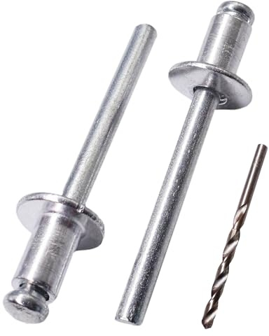 SKIR'CO (180 pz) Rivetti ciechi in alluminio 6,0 x 12 mm, mandrino in acciaio, rivetti a strappo, testa a cupola, rivetti DIN 7337, punta per trapano inclusa