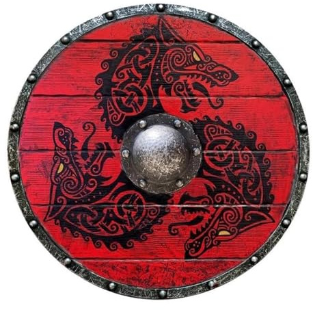 Opilroyn Wikinger-Schild, Dekoratives Wikingerschild aus Holz, Rundes Wikinger-Schild, Leicht Zu Tragen, Cosplay-Kostüm Für Nordische Krieger, Freunde, Königin