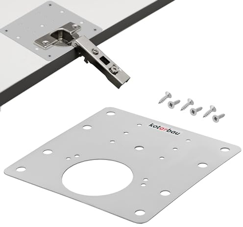 KOTARBAU® Scharniere Reparaturplatte 9 x 9cm Reparaturstück mit Schrauben 1 STK. Edelstahl Schrank Reparaturplatte Topfscharnier Dosenscharnier Scharnier Reparaturset für Scharniere