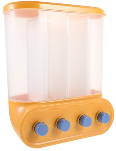 GRIRIW Wall Mount Rice Storage Container Airtight Cereal Dispenser Multi-compartment Grain Holder