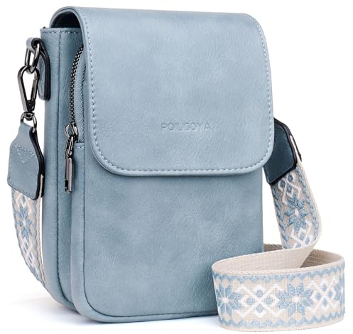 POIUGOYA Crossbody Bags for Women,Small Crossbody Purse with Triple Compartments,Cell Phone Wallet with Card Slots for Travel