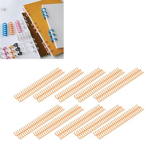 Binderücken aus Kunststoff, 19 mm, 30 Ringe, kompatibel mit A4, B5, A5, Papiergröße 150 Blatt, Orange, 10 Stück