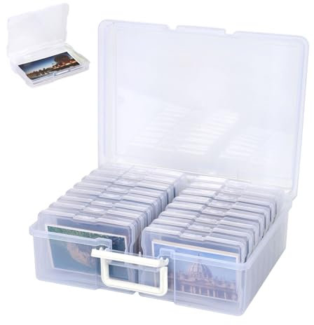 AONAT Boîtes de Rangement Photos Boite Photo Rangement avec 16 Étuis Intérieurs Grande Boîte de Rangement & Organisateur de Photos, Boîte de Rangement pour Cartes, Photos, Fournitures de Bureau