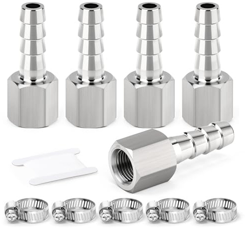 ERGAOBOY 10 Piezas Racor de manguera, barb de 16 MM a rosca hembra 3/8 BSP, racor de manguera de acero inoxidable 304 el agua de compresión de accesorios, industrial