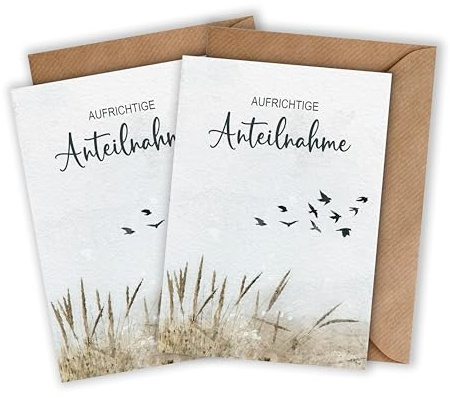 WBdesignz Trauerkarte 2er Pack mit Umschlägen - Stiller See Aufrichtige Anteilnahme Beileidkarte mit Spruch - Kondolenz Karte Einzeln Anteilnahme (DIN A6) (2x)