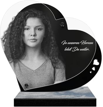 ETERNEL - Personalisierte Grabplatte Ewiges Herz - Foto und Text anpassbar, lasergravierte Grabplatte für Hommage, Plexiglass, Grabplatte, Friedhof, Beerdigung
