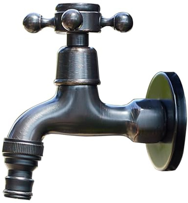 SXWYLZ Robinet Jardin Vintage Robinet Exterieur Jardin decoratif Robinet en Laiton Exterieur Robinet Mural Eau Froide Robinet Mural Extérieur Long pour Terrasse,Noir