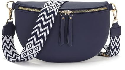 Vezluax 30x20cm umhängetasche Damen Bauchtasche Damen Groß Vegan Leder Crossbody Bag stylisch Muttertags geschenke für frauen mit breitem Gurt Abendblau