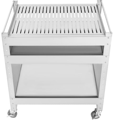 Carrello per barbecue in acciaio inox, portatile, 59 x 40,5 x 82 cm