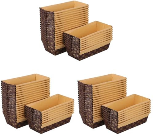 PRETYZOOM 3 Juegos Bandeja De Pan Bandeja De Papel De Panadería Molde Rectangular para Pasteles Roti Tostadas De Papel Molde Decorativo para Pan No Platos Panettone Coffee 25 Piezas * 3