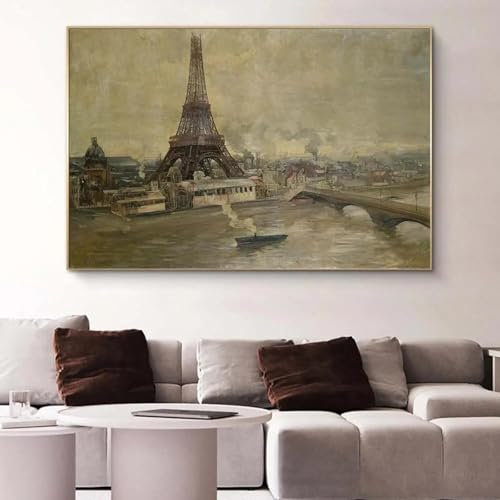 GOSRD Leinwanddruck im Vintage-Stil mit Turmkonstruktion, Gemälde von Paul Louis Delance, französischer Pädagoge und Maler, Wanddekoration, Poster, 70 x 100 cm, ohne Rahmen