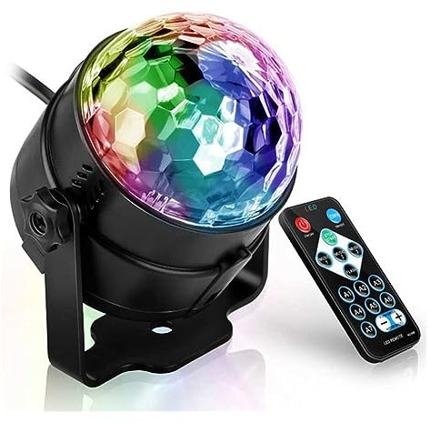 Luci Discoteca, Disco Ball DJ Party Lights Sound Activated Rotating RGB LED Stage Lights Strobe Beam Party Club Bar Xmas Birthday Wedding Show per Famiglia, Feste, Club, Matrimoni