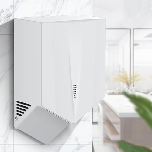 DSeenLeap Asciugamani elettrici da Parete, compatti, Automatici, elettrici ad Alta velocità, silenziosi, con Doppia Uscita dell'Aria (Bianco)