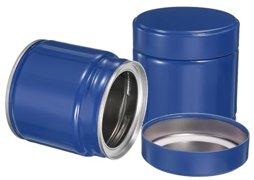 sourcing map Lot de 2 boîtes à thé rondes hermétiques en métal de 7,6 x 7,6 cm pour thé en vrac, grains de café, épices – Durable, compact et élégant (bleu)