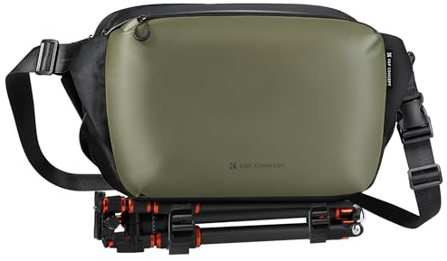 K&F CONCEPT kamera-ryggsäck, axelväska, fyrkantig väska, väskor för fotograferingar, kamera rektangelfodral, kompatibel med Canon/Nikon/Sony/DJI Mavic drönarryggsäck (3-grön (stor-L))
