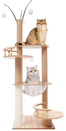 Árbol rascador para gatos, 40 x 40 x 132 cm, multinivel, estable, multifuncional, con tablas para rascar, plataforma, cápsula espacial, bolas de juego