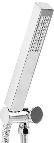 Handbrause Metall silber 1 Strahlart quadratisch Stab Duschkopf modern Yarari