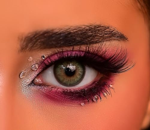 Venus® Grüne Kontaktlinsen Ohne Stärke - 0.00 Dioptrien - Weiche Jahreslinsen Green Contact Lenses für Damen & Brillenträger - 1 Paar (2 Stück) - Olivine Green