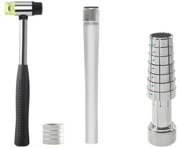 RuiJOTWAT Espansore per Anelli, per la correzione e la Riparazione degli Anelli, con Martello di Gomma e Lente d'Ingrandimento da 17-24 mm, per Strumenti di Riparazione di Gioielli